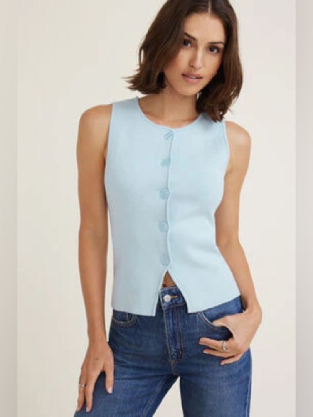 Blue Button Up Top